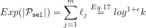 m
Exp(|P |) = ∑ ℓ Eq=.17log1+ϵk
sel j=1 j